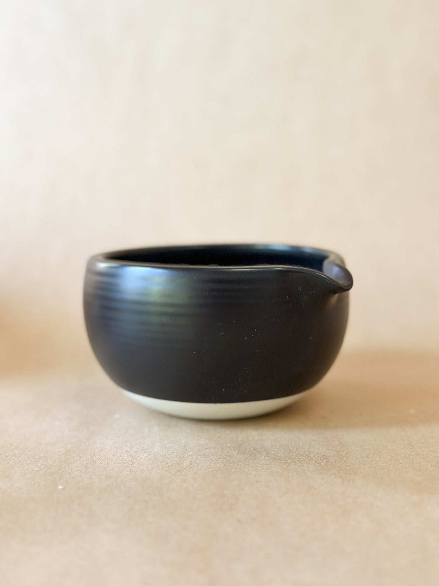 Charcoal Black Ceramic Matcha Bowl with spout