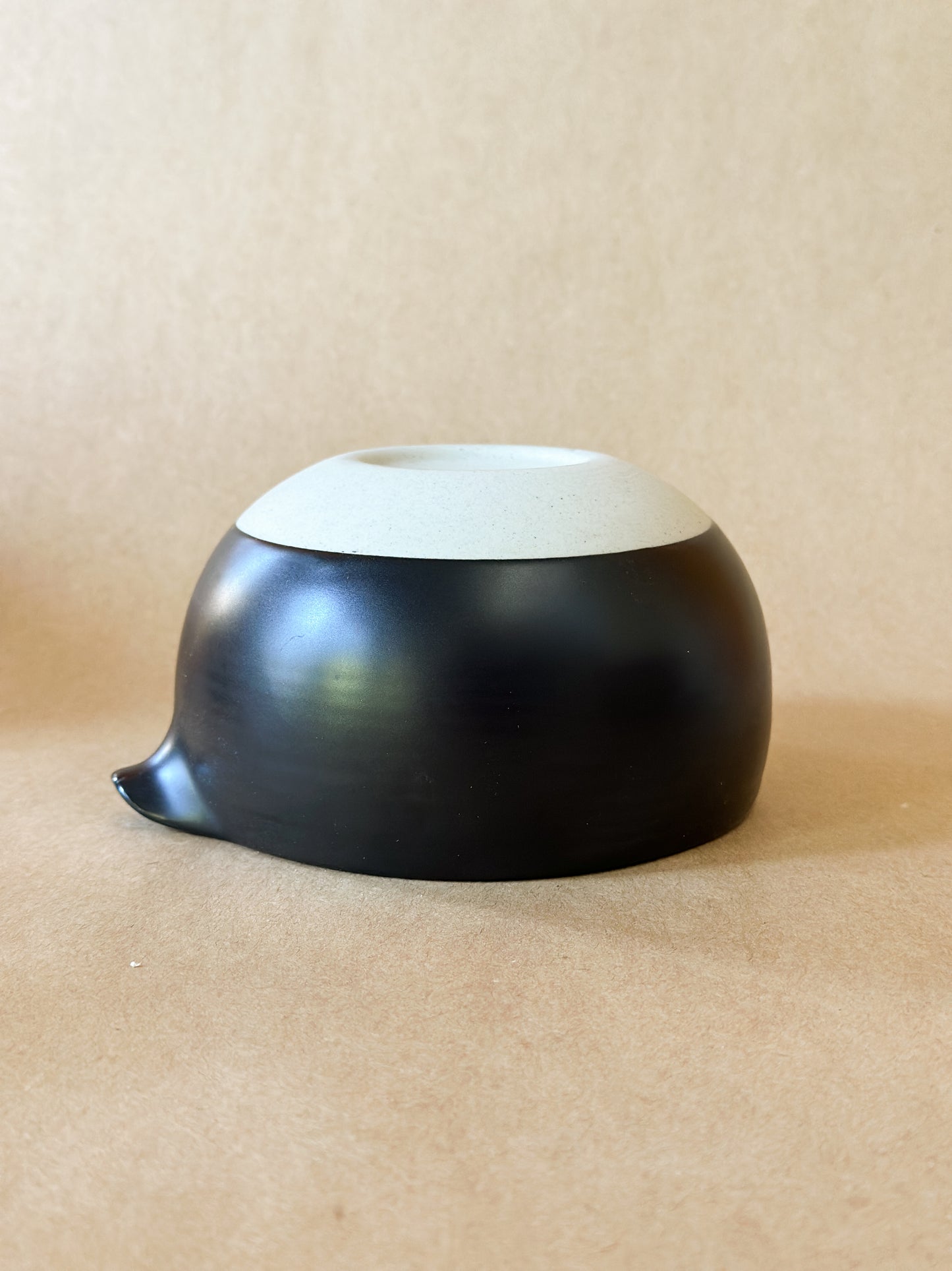 Charcoal Black Ceramic Matcha Bowl with spout