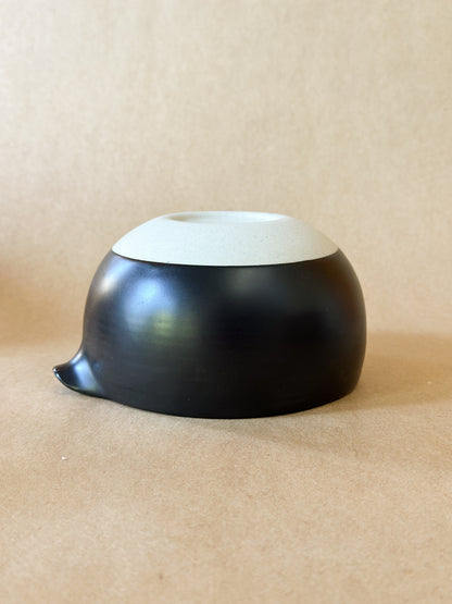Charcoal Black Ceramic Matcha Bowl with spout