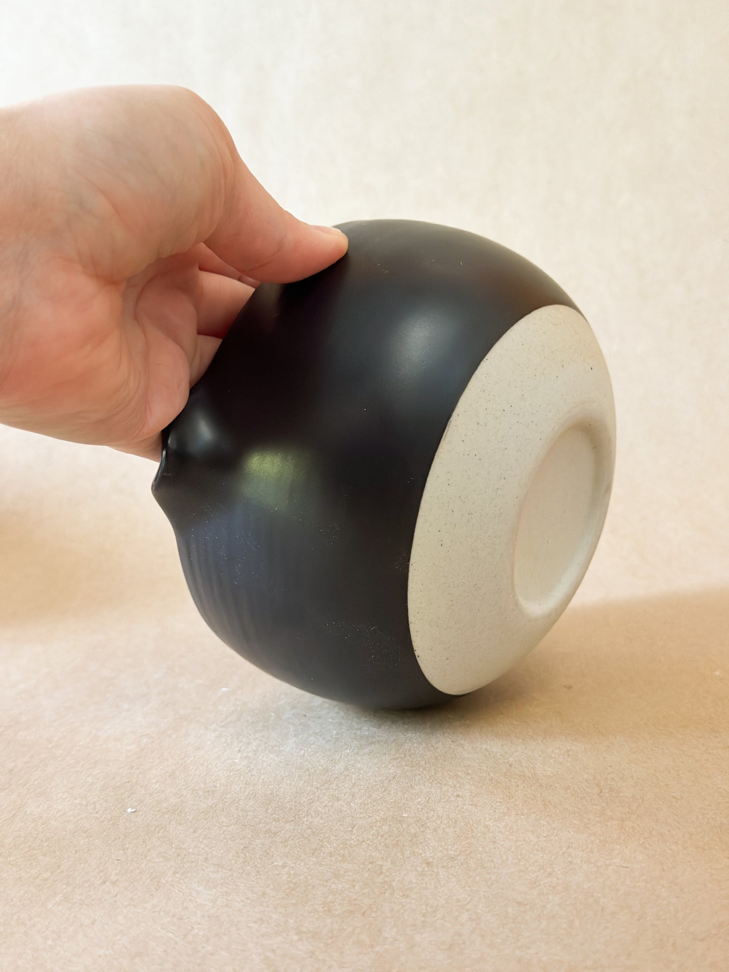 Charcoal Black Ceramic Matcha Bowl with spout