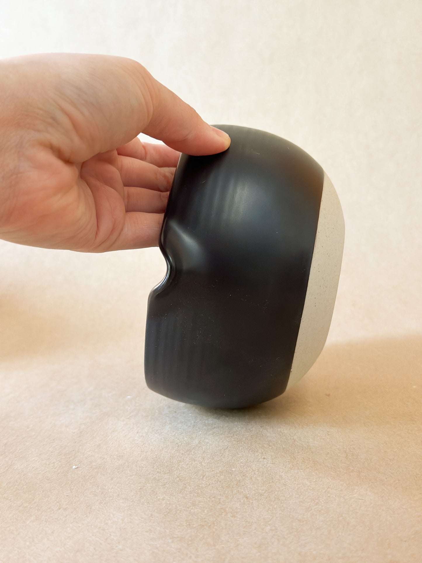 Charcoal Black Ceramic Matcha Bowl with spout