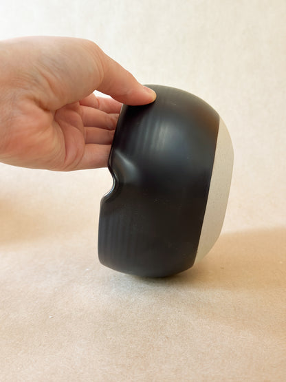 Charcoal Black Ceramic Matcha Bowl with spout