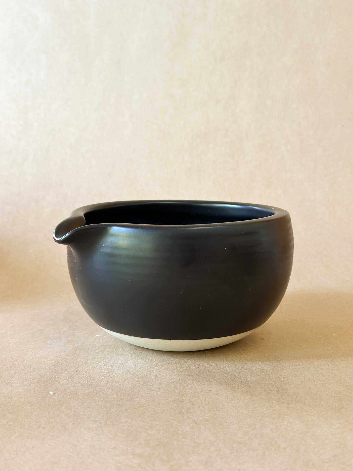 Charcoal Black Ceramic Matcha Bowl with spout