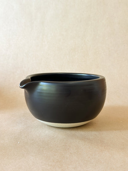 Charcoal Black Ceramic Matcha Bowl with spout